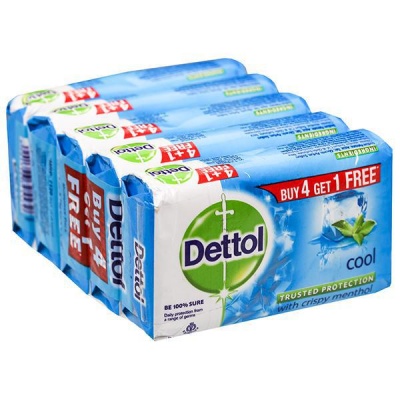 Dettol Cool Germ Protection Bathing Soap bar, 125gm buy 4 get 1 free
