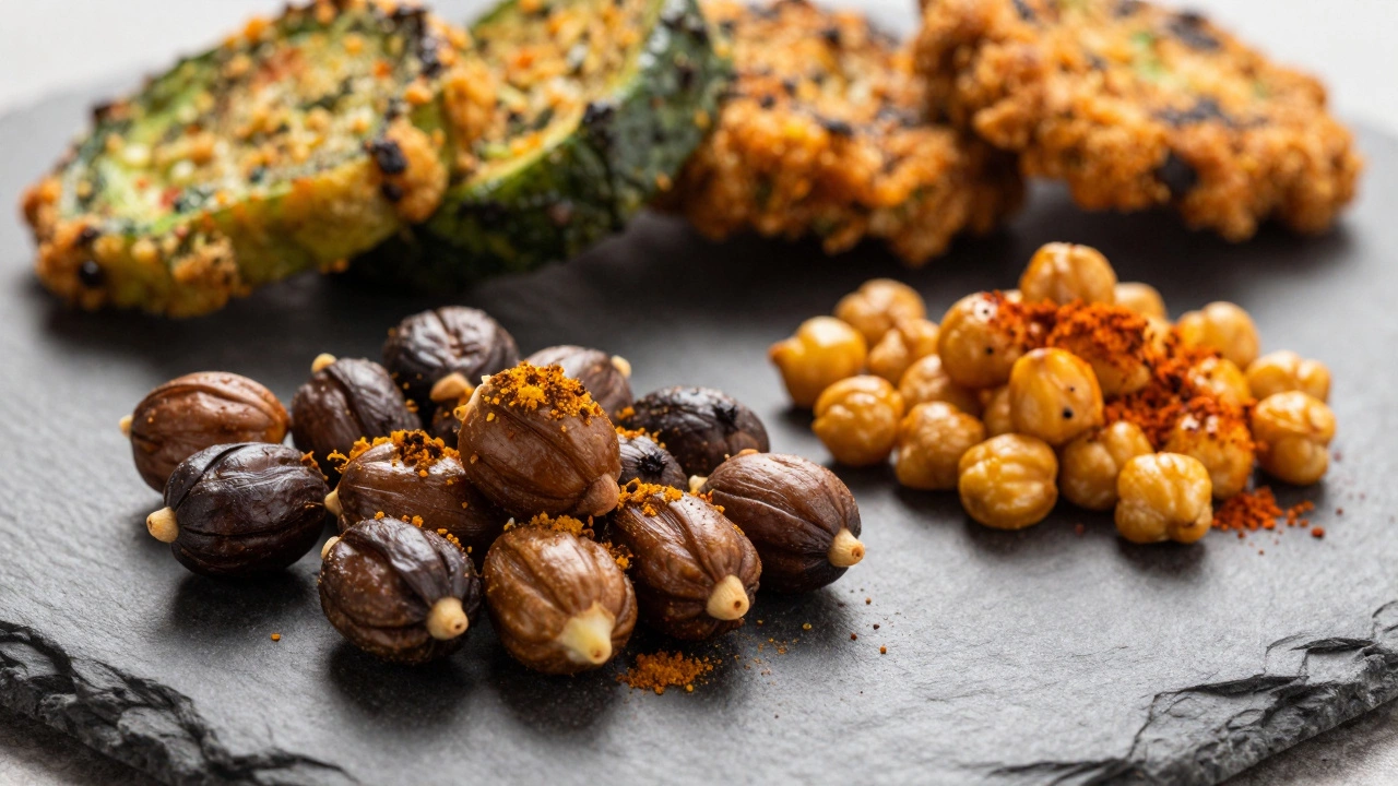 Healthy Indian snacks: roasted makhana and chickpeas