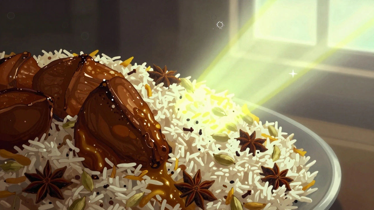 Abstract art showing acid brightening rich biryani spices