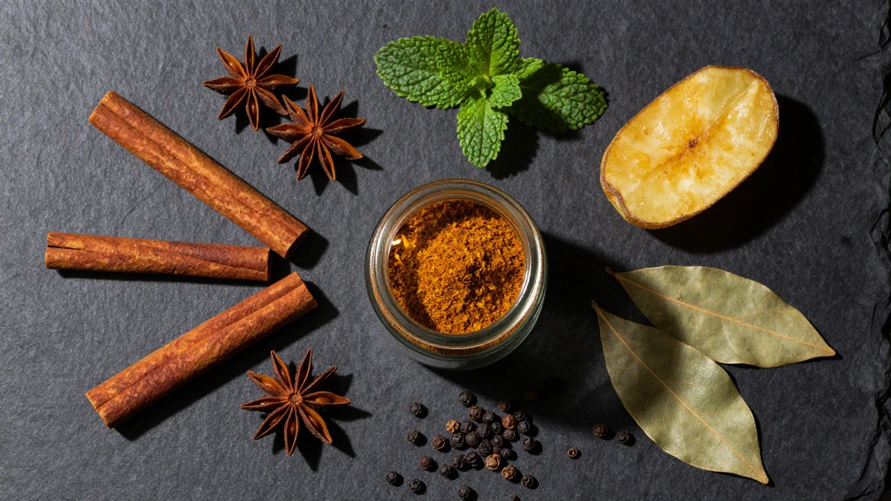 Whole spices like star anise and cinnamon