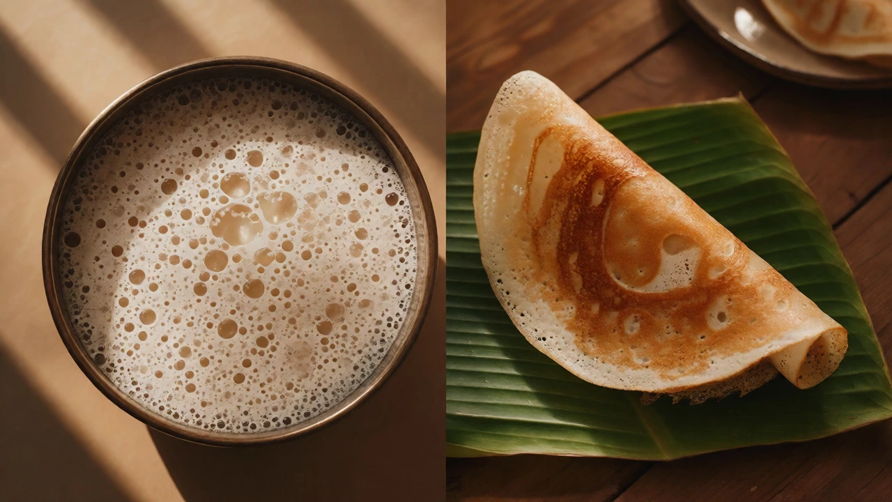 Comparison of aerated dosa batter and cooked crispy dosa